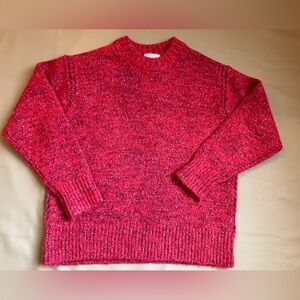 J.Crew Red Marled Alpaca Wool Blend Crewneck Sweater XS Curved Hem